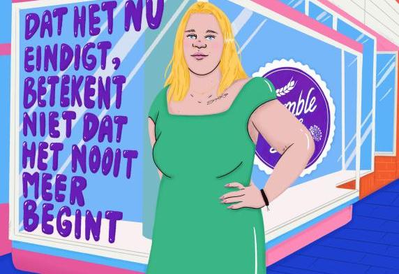 Tekening van een vrouw genaamd Saskia