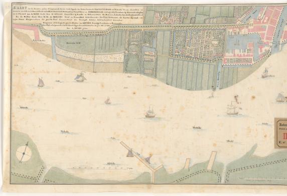 Kaart voor de aanleg van de stadsuitbreiding Het Nieuwe Werk uit 1821