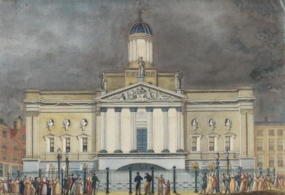 Prent van het Stadhuis aan de Kaasmarkt